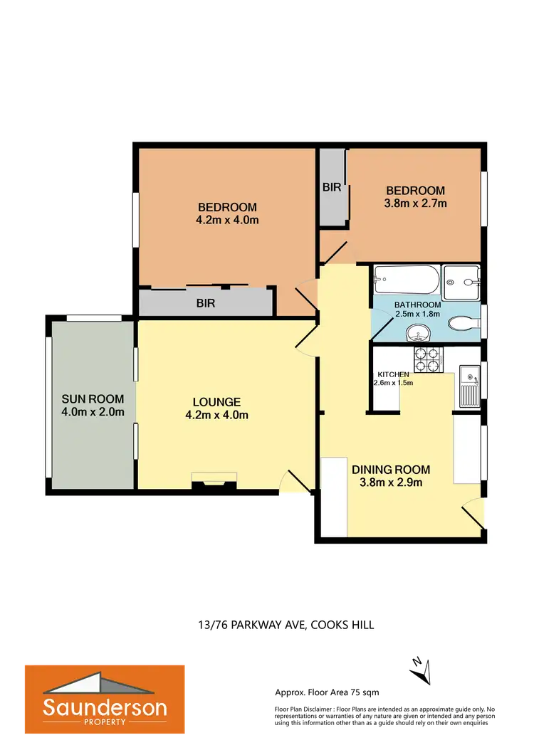 Floorplan of Homely unit listing, Unit 13/76 Parkway Ave, Cooks Hill NSW 2300