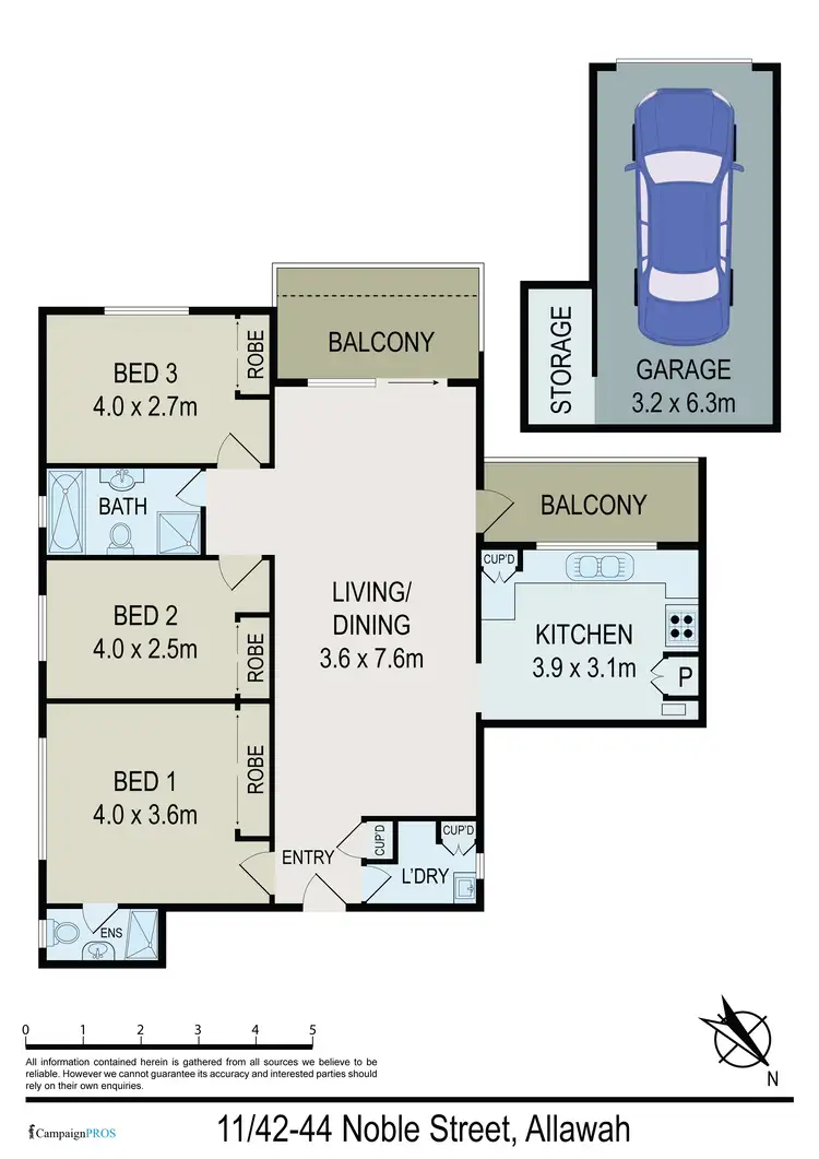 Floorplan of Homely apartment listing, Unit 11/42-44 Noble St, Allawah NSW 2218