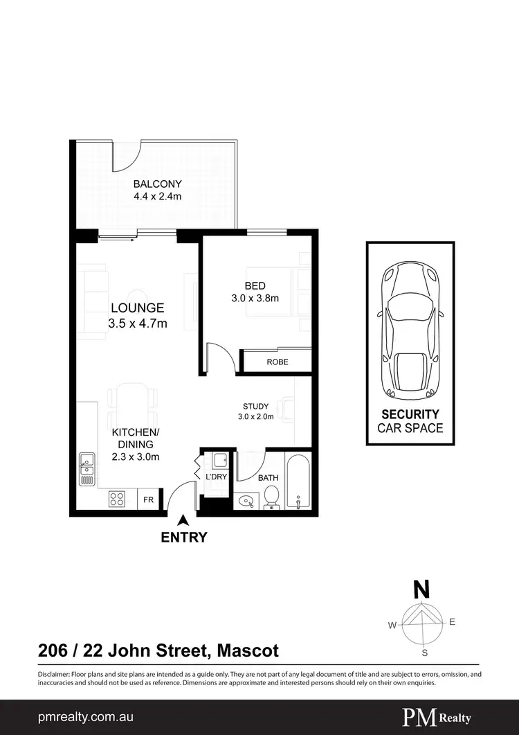 Floorplan of Homely apartment listing, 206/22 John St, Mascot NSW 2020