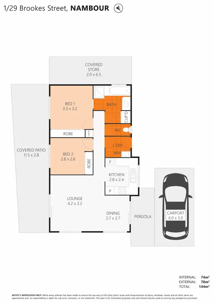 Floorplan of Homely semi-detached listing, Unit 1/29 Brookes St, Nambour QLD 4560