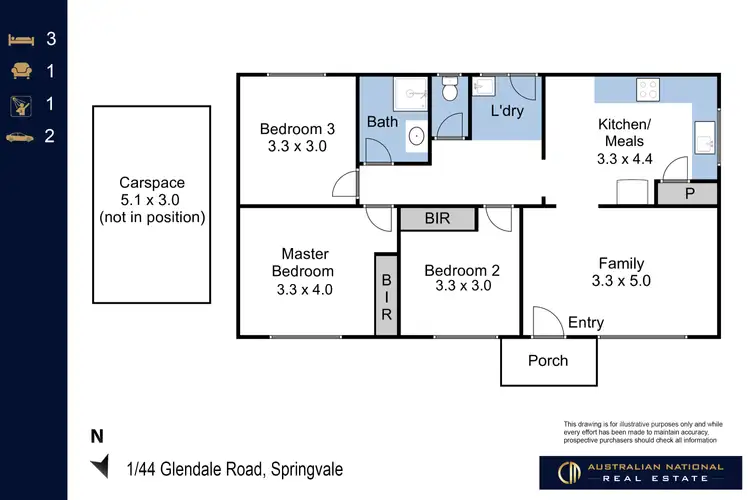 Floorplan of Homely unit listing, Unit 1/44 Glendale Rd, Springvale VIC 3171