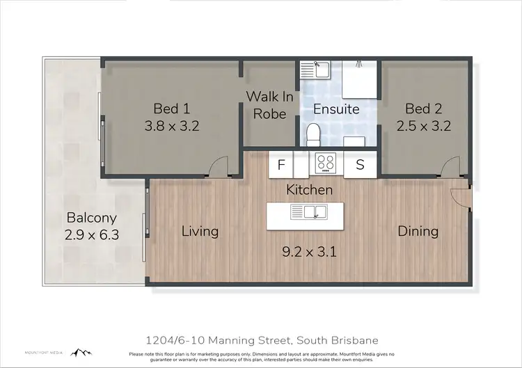 Floorplan of Homely apartment listing, 1204/6-10 Manning St, South Brisbane QLD 4101
