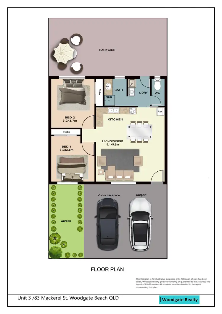 Floorplan of Homely unit listing, Unit 2/83 Mackerel St, Woodgate QLD 4660