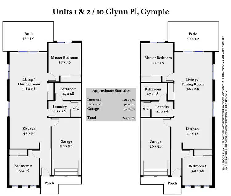 Floorplan of Homely semi-detached listing, 10 Glynn Pl, Gympie QLD 4570