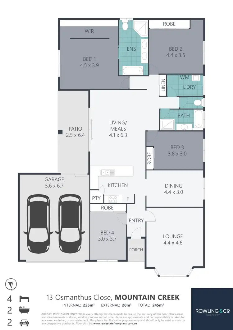 Floorplan of Homely house listing, 13 Osmanthus Cl, Mountain Creek QLD 4557