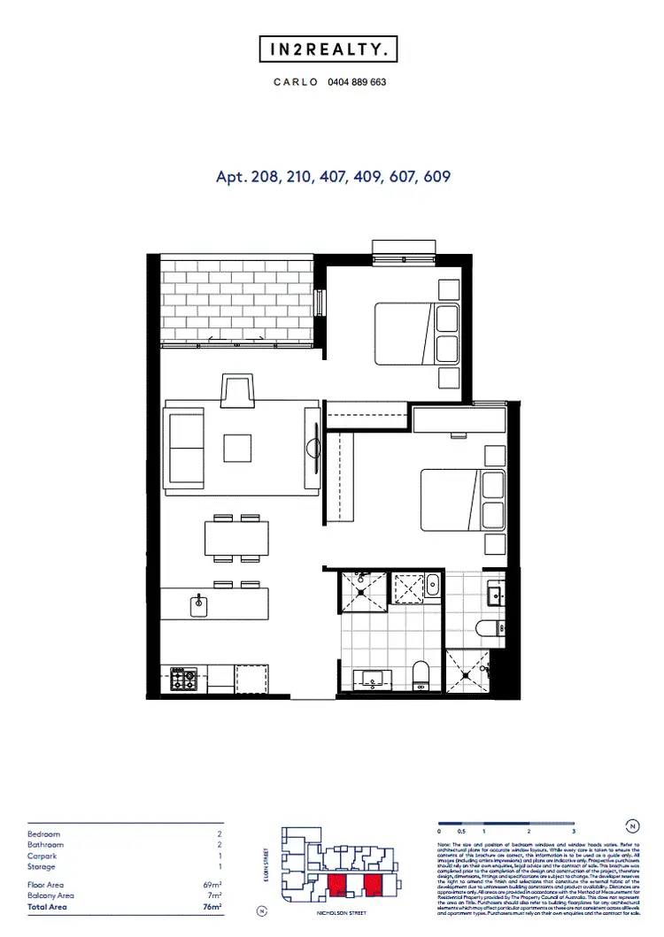 Floorplan of Homely apartment listing, 208/8 Elgin St, Carlton VIC 3053