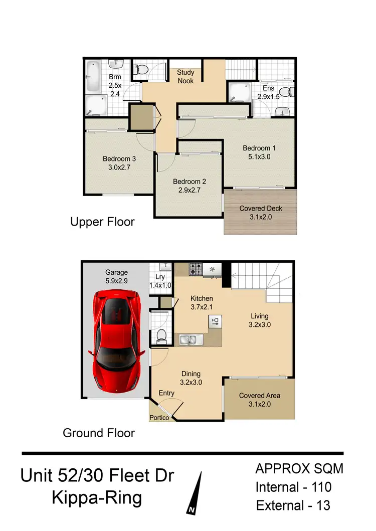 Floorplan of Homely townhouse listing, Unit 52/30 Fleet Dr, Kippa-ring QLD 4021