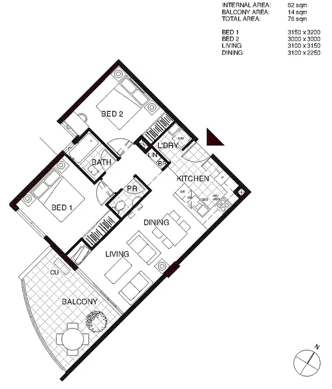 Floorplan of Homely apartment listing, 112/62 Cordelia Street, South Brisbane QLD 4101
