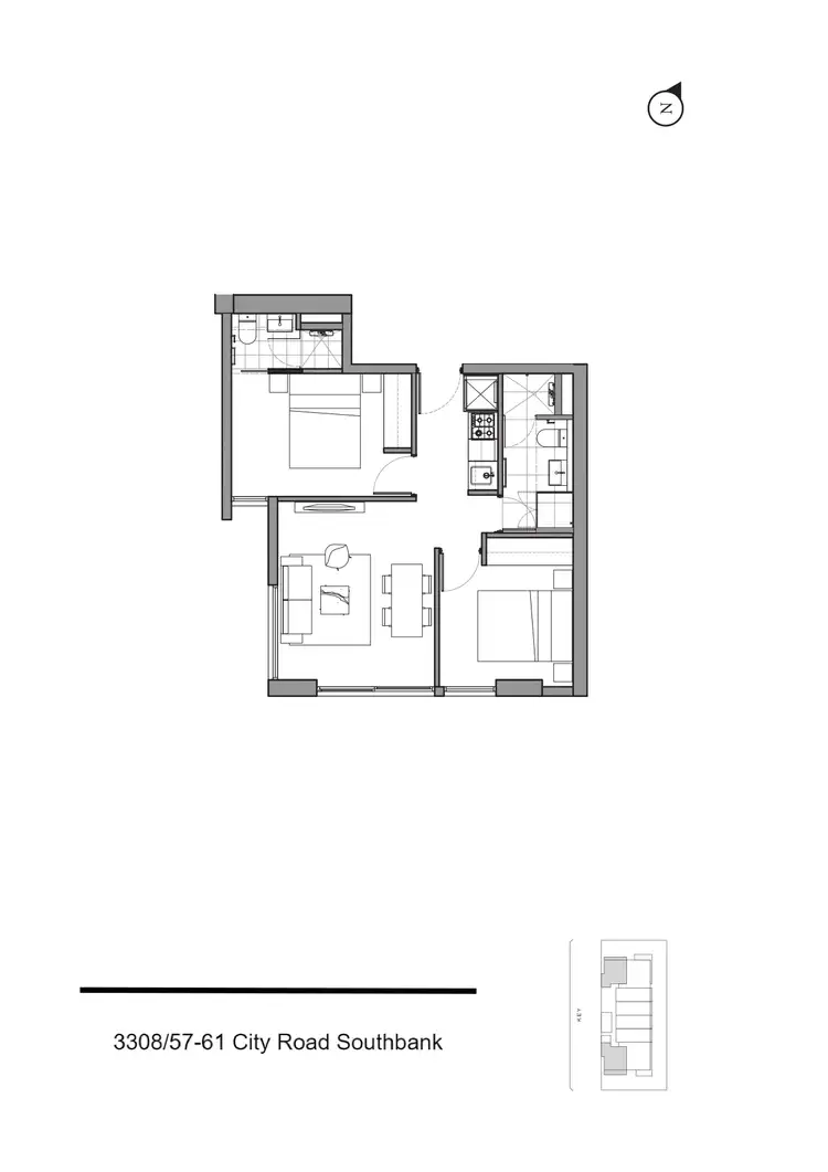Floorplan of Homely apartment listing, Unit 3308/61 City Rd, Southbank VIC 3006