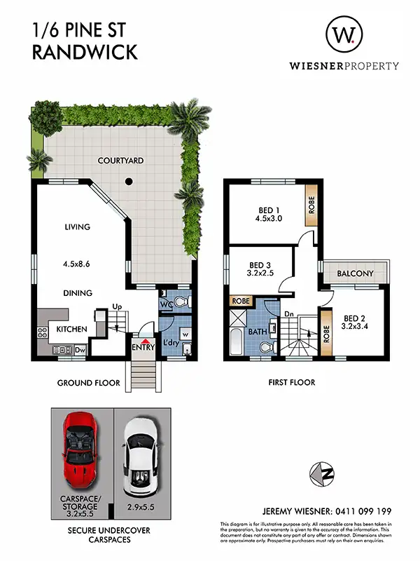 Floorplan of Homely townhouse listing, 1/6 Pine St, Randwick NSW 2031