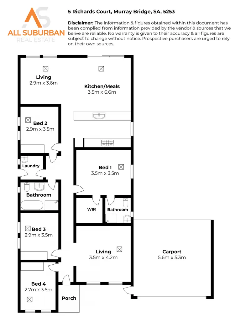 Floorplan of Homely house listing, 5 Richard Ct, Murray Bridge SA 5253