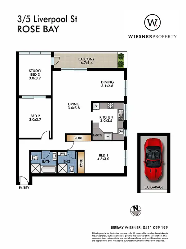 Floorplan of Homely apartment listing, 3/5-7 Liverpool St, Rose Bay NSW 2029