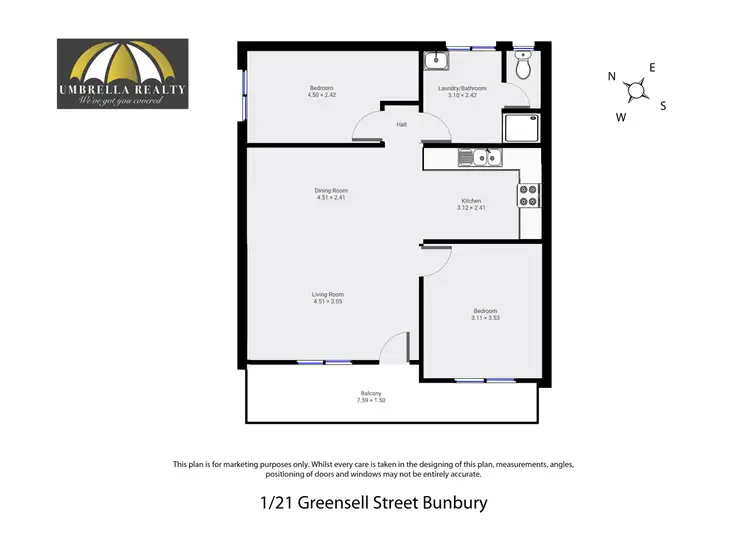 Floorplan of Homely unit listing, Unit 1/21 Greensell St, Bunbury WA 6230
