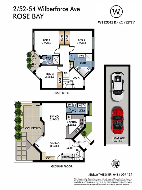 Floorplan of Homely townhouse listing, 2/52-54 Wilberforce Ave, Rose Bay NSW 2029