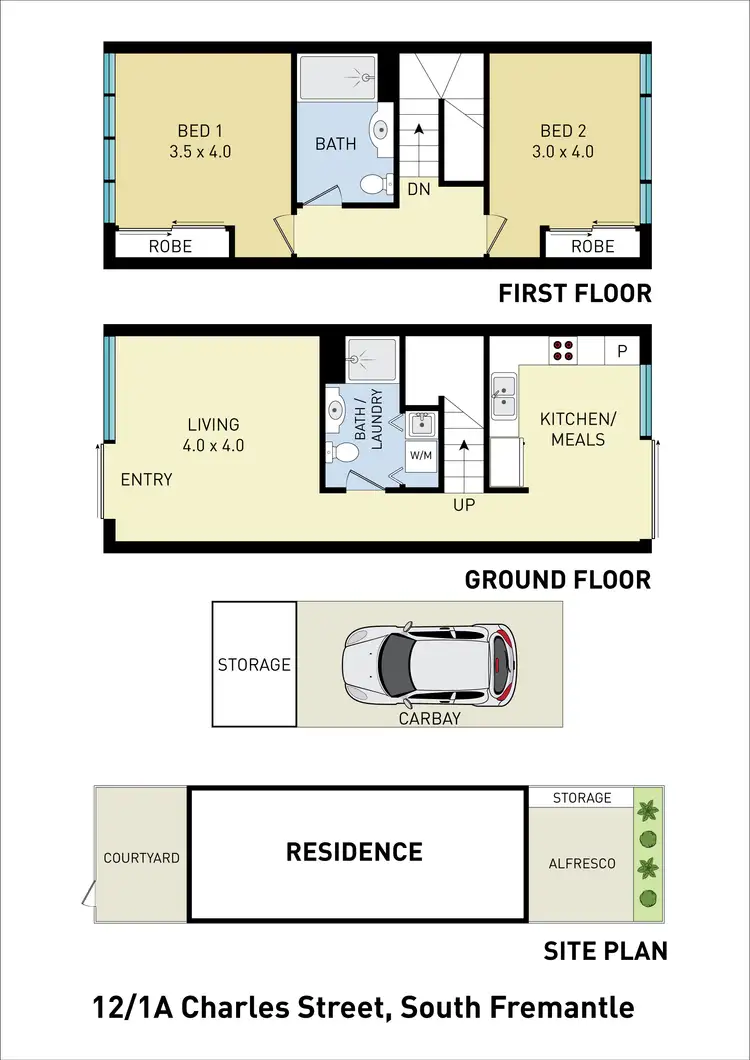 Floorplan of Homely apartment listing, Unit 12/1A Charles St, South Fremantle WA 6162