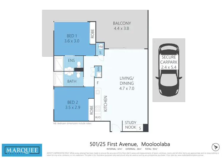 Floorplan of Homely unit listing, 501/25 First Ave, Mooloolaba QLD 4557