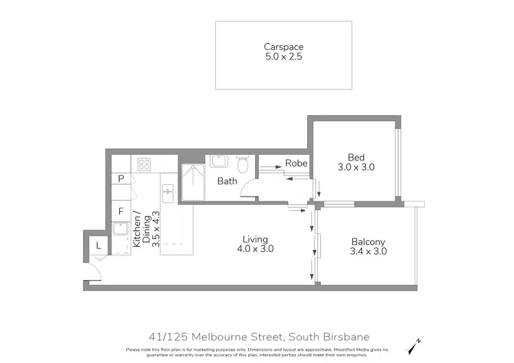 Floorplan of Homely apartment listing, 41/125 Melbourne St, South Brisbane QLD 4101