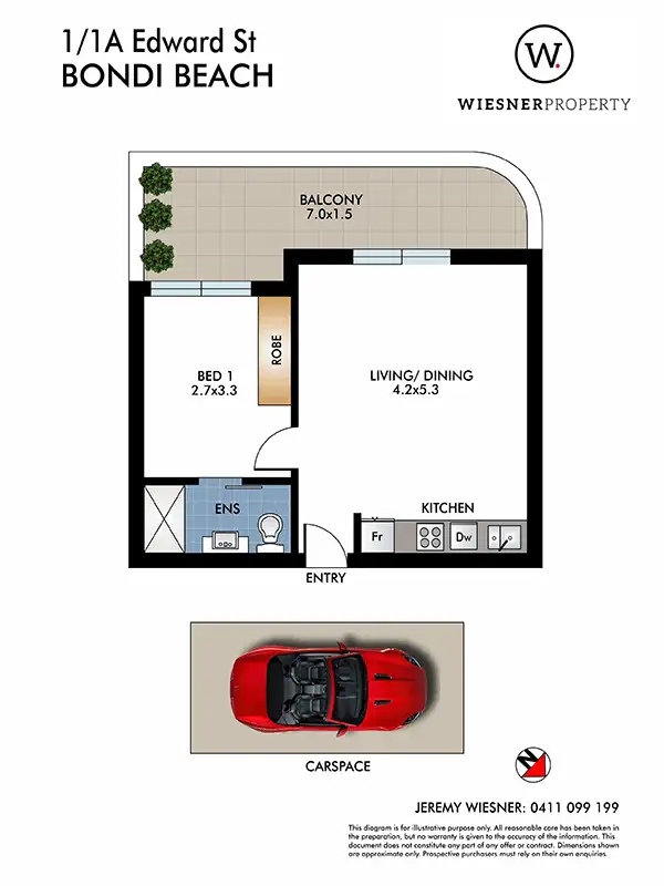 Floorplan of Homely apartment listing, 1/1A Edward St, Bondi Beach NSW 2026