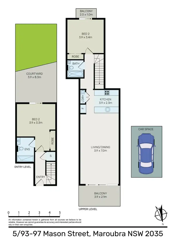 Floorplan of Homely apartment listing, Unit 5/93-97 Mason St, Maroubra NSW 2035