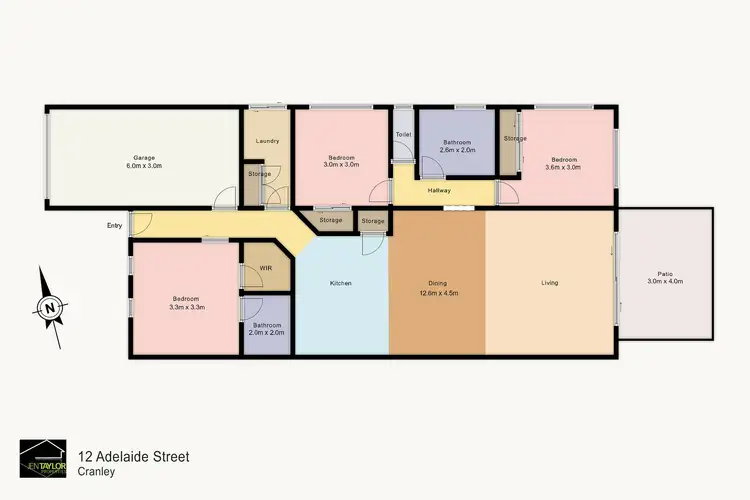 Floorplan of Homely unit listing, 1/12 Adelaide St, Cranley QLD 4350