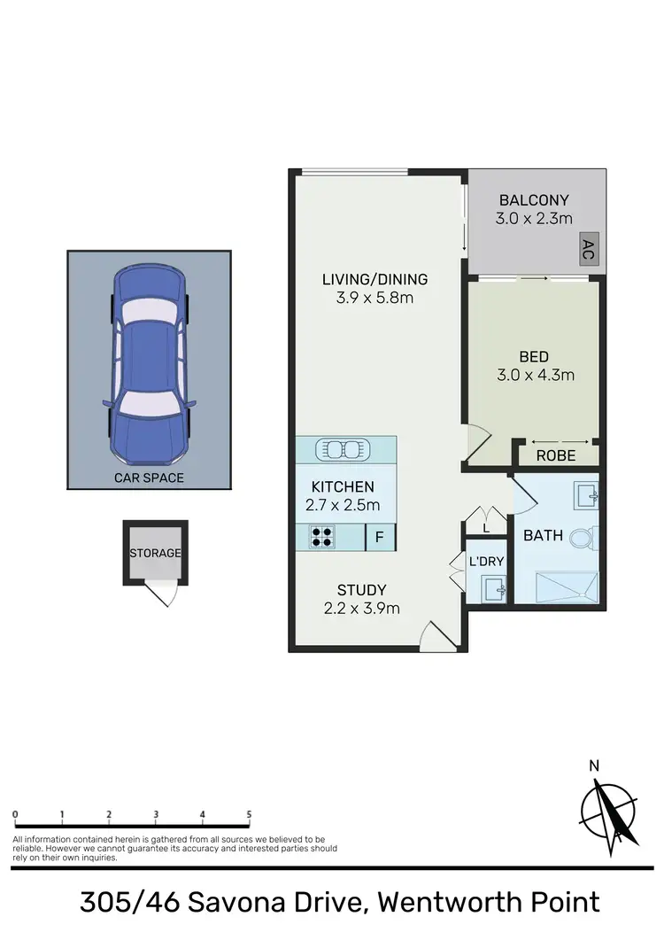 Floorplan of Homely apartment listing, Unit 305/46 Savona Dr, Wentworth Point NSW 2127