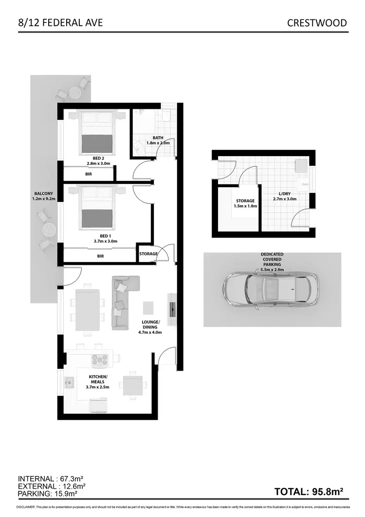 Floorplan of Homely unit listing, Unit 8/12 Federal Ave, Crestwood NSW 2620