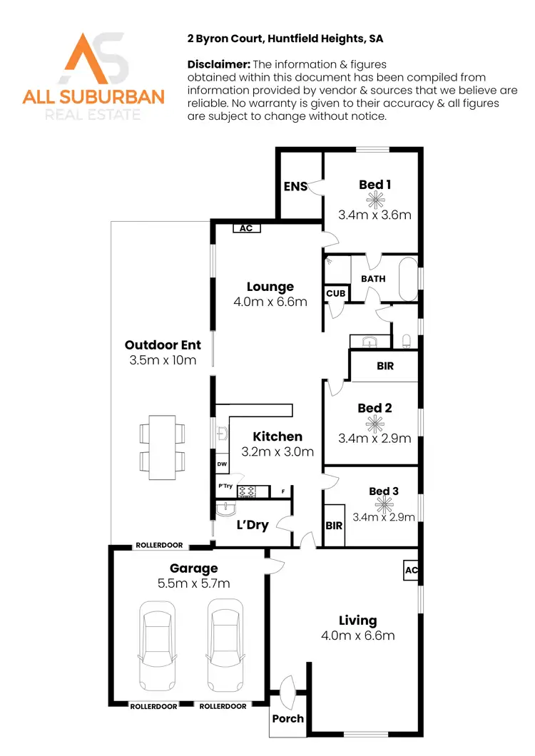 Floorplan of Homely house listing, 2 Byron Ct, Huntfield Heights SA 5163