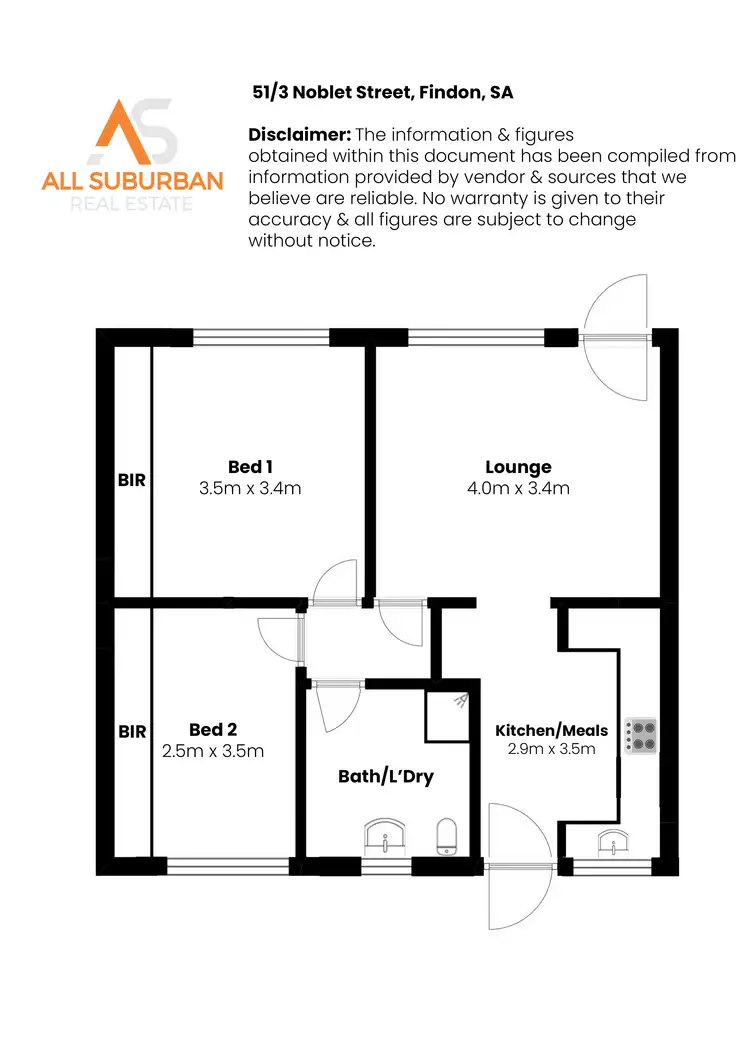 Floorplan of Homely unit listing, Unit 51/3 Noblet St, Findon SA 5023