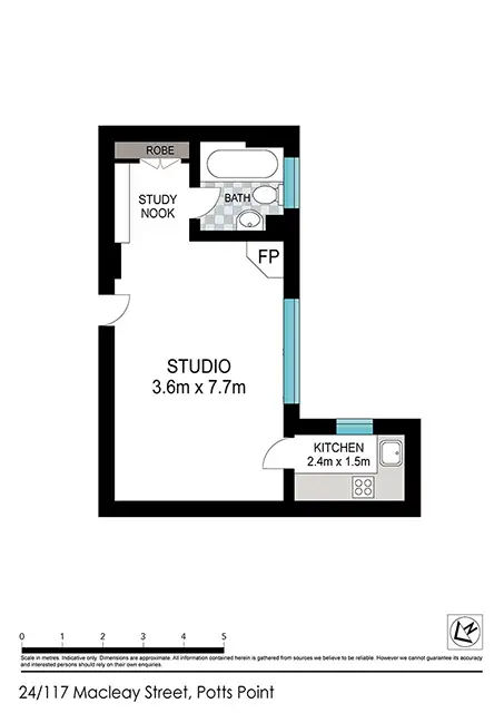 Floorplan of Homely studio listing, Unit 24/117 Macleay St, Potts Point NSW 2011