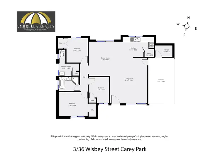 Floorplan of Homely unit listing, Unit 3/36 Wisbey St, Carey Park WA 6230