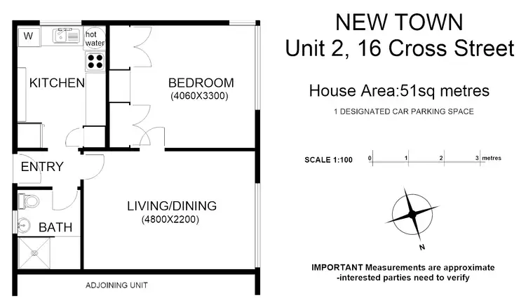 Floorplan of Homely unit listing, 2/16 Cross St, New Town TAS 7008