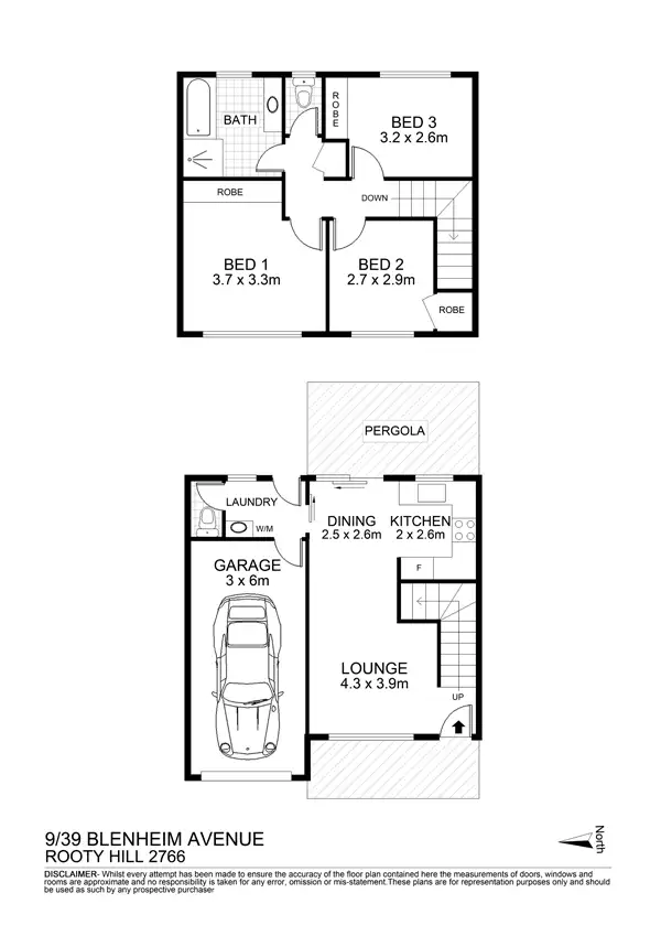 Floorplan of Homely townhouse listing, 9/39 Blenheim Avenue, Rooty Hill NSW 2766