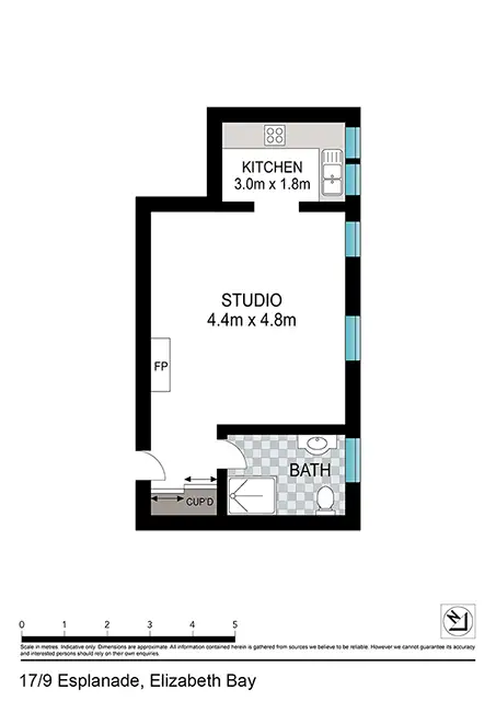 Floorplan of Homely studio listing, Unit 17/9 Esplanade, Elizabeth Bay NSW 2011