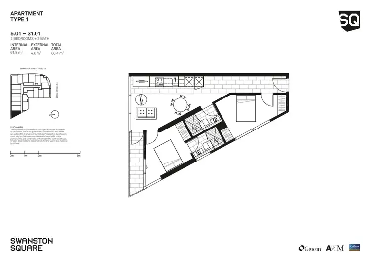 Floorplan of Homely apartment listing, Unit 701/555 Swanston St, Carlton VIC 3053