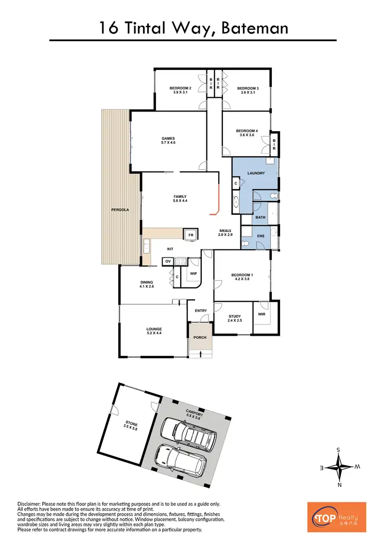 Floorplan of Homely house listing, 16 Tintal Way, Bateman WA 6150