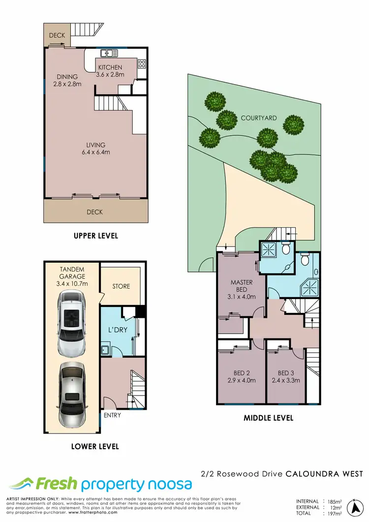 Floorplan of Homely townhouse listing, Unit 2/2 Rosewood Dr, Caloundra West QLD 4551
