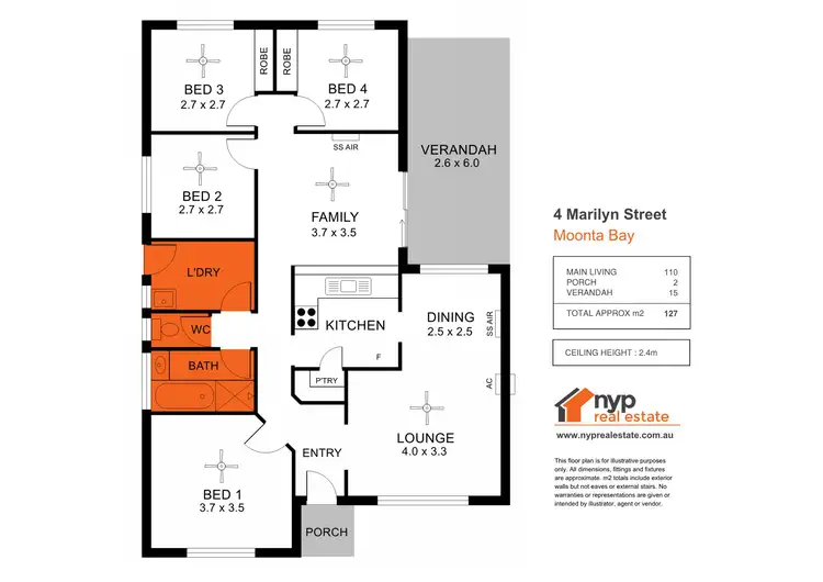 Floorplan of Homely house listing, 4 Marilyn St, Moonta Bay SA 5558