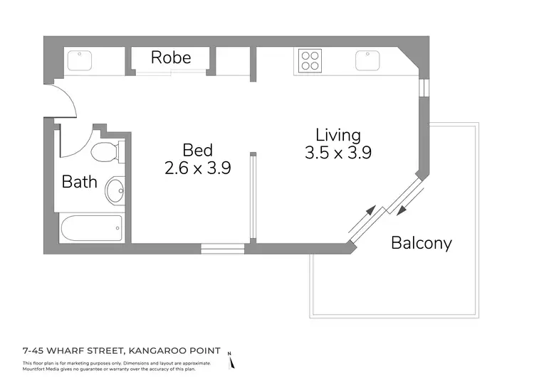 Floorplan of Homely apartment listing, 7/45 Wharf Street, Kangaroo Point QLD 4169