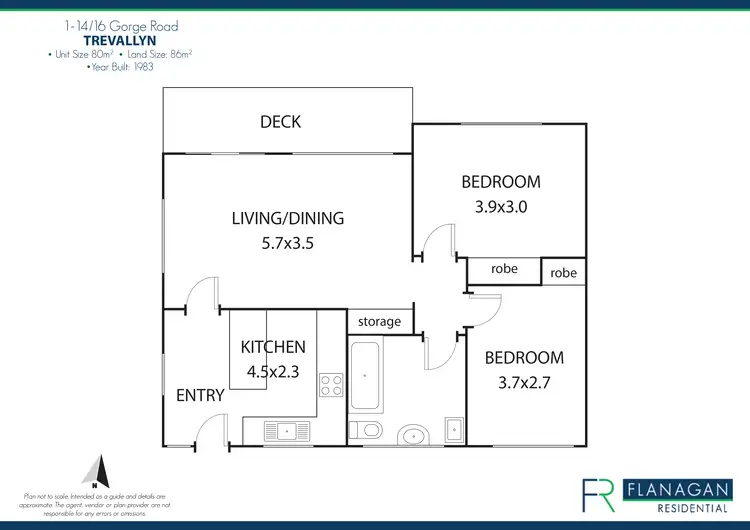 Floorplan of Homely unit listing, 1/14-16 Gorge Road, Trevallyn TAS 7250