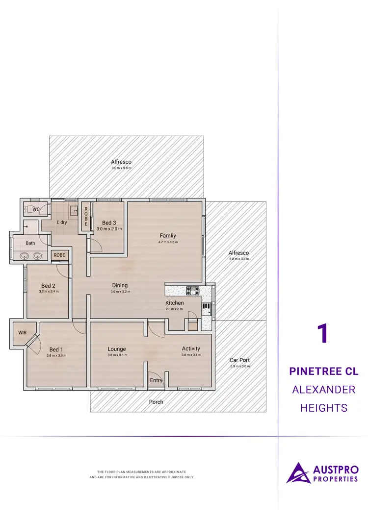 Floorplan of Homely house listing, 1 Pinetree Close, Alexander Heights WA 6064