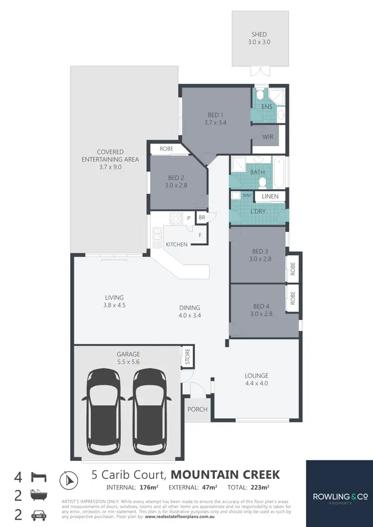 Floorplan of Homely house listing, 5 Carib Ct, Mountain Creek QLD 4557