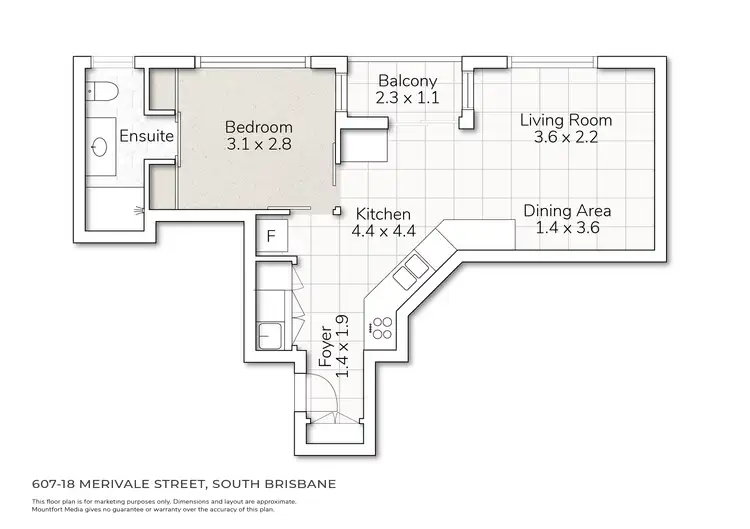 Floorplan of Homely apartment listing, 607/18 Merivale St, South Brisbane QLD 4101