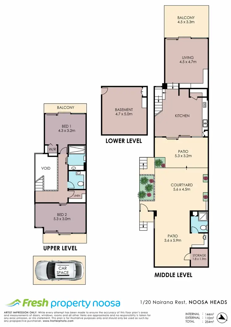 Floorplan of Homely townhouse listing, Unit 1/20 Nairana Rest, Noosa Heads QLD 4567