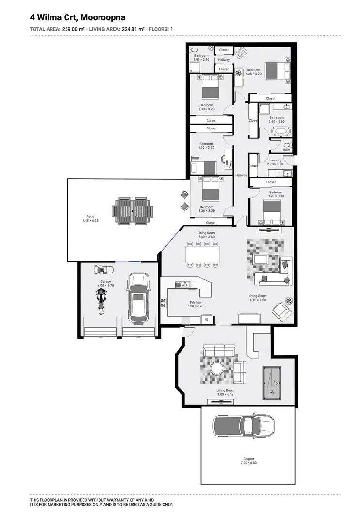 Floorplan of Homely house listing, 4 Wilma Court, Mooroopna VIC 3629