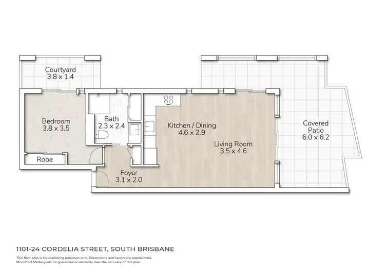 Floorplan of Homely apartment listing, 1101/24 Cordelia St, South Brisbane QLD 4101