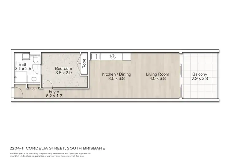 Floorplan of Homely apartment listing, 2204/10 Manning Street, South Brisbane QLD 4101