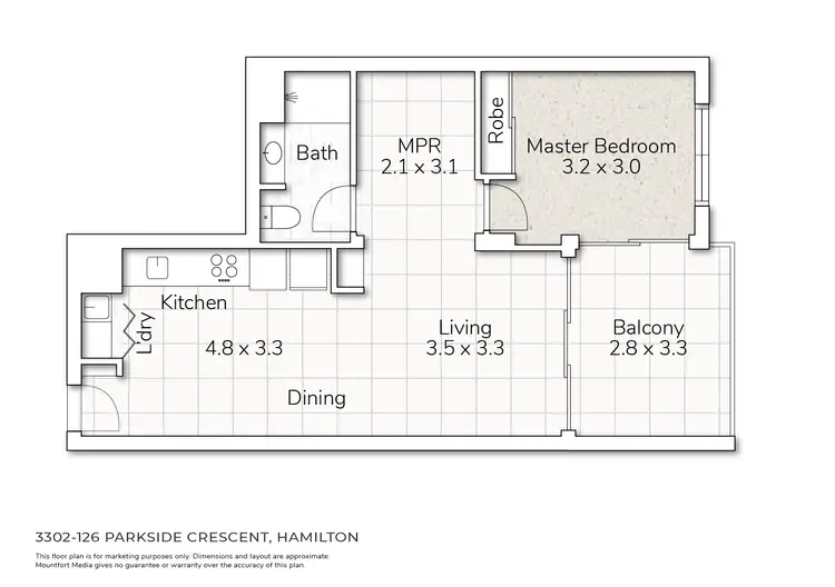 Floorplan of Homely apartment listing, 3302/126 Parkside Circuit, Hamilton QLD 4007