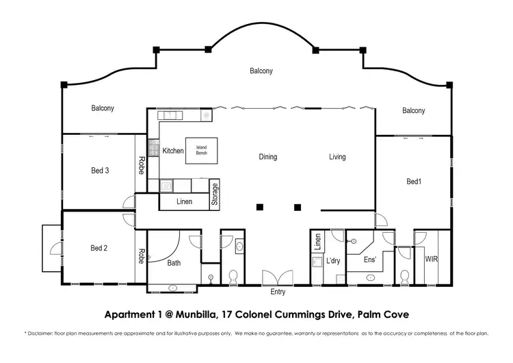 Floorplan of Homely unit listing, 1 'Munbilla' / 17 Colonel Cummings Dr, Palm Cove QLD 4879