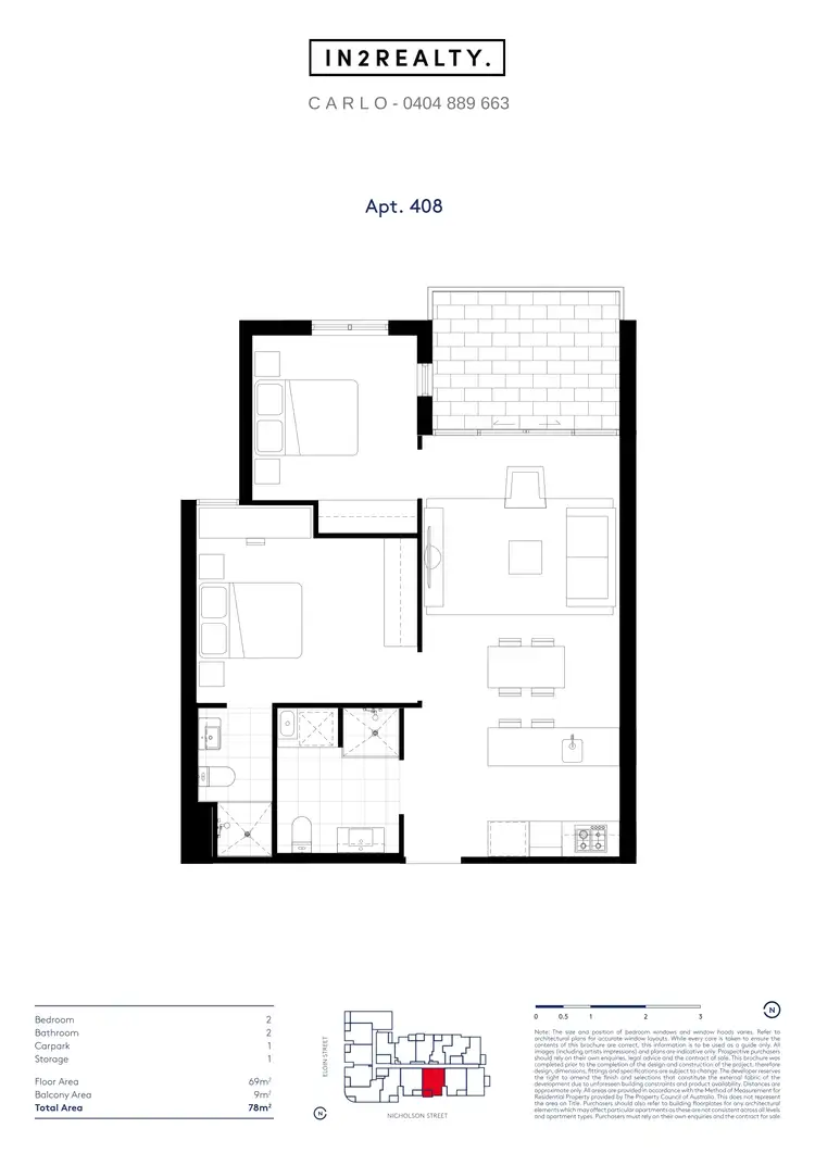 Floorplan of Homely apartment listing, 408/8 Elgin St, Carlton VIC 3053