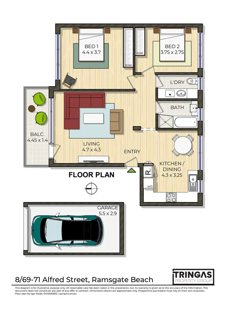 Floorplan of Homely unit listing, Unit 8/69-71 Alfred St, Ramsgate Beach NSW 2217